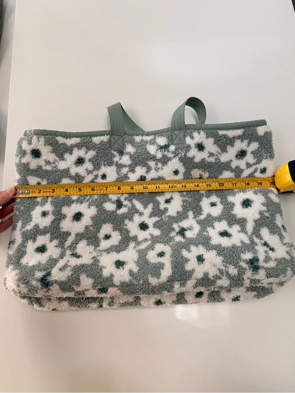 Barefoot Dreams CozyChic Floral Tote Bag Gray Cream Oversized Shoulder Bag